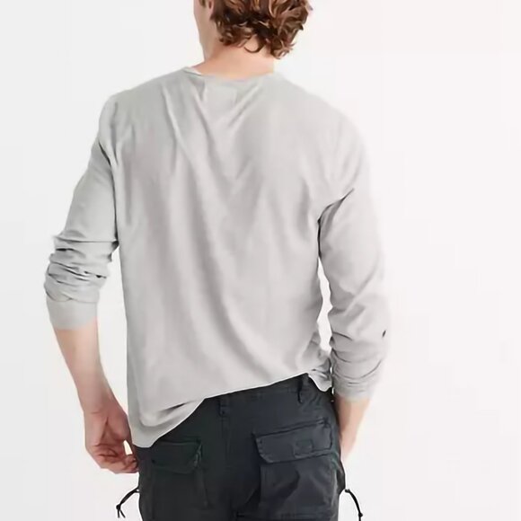 Abercrombie & Fitch - Men's Long-Sleeve Striped Pocket Tee Grey Medium - Picture 15 of 15